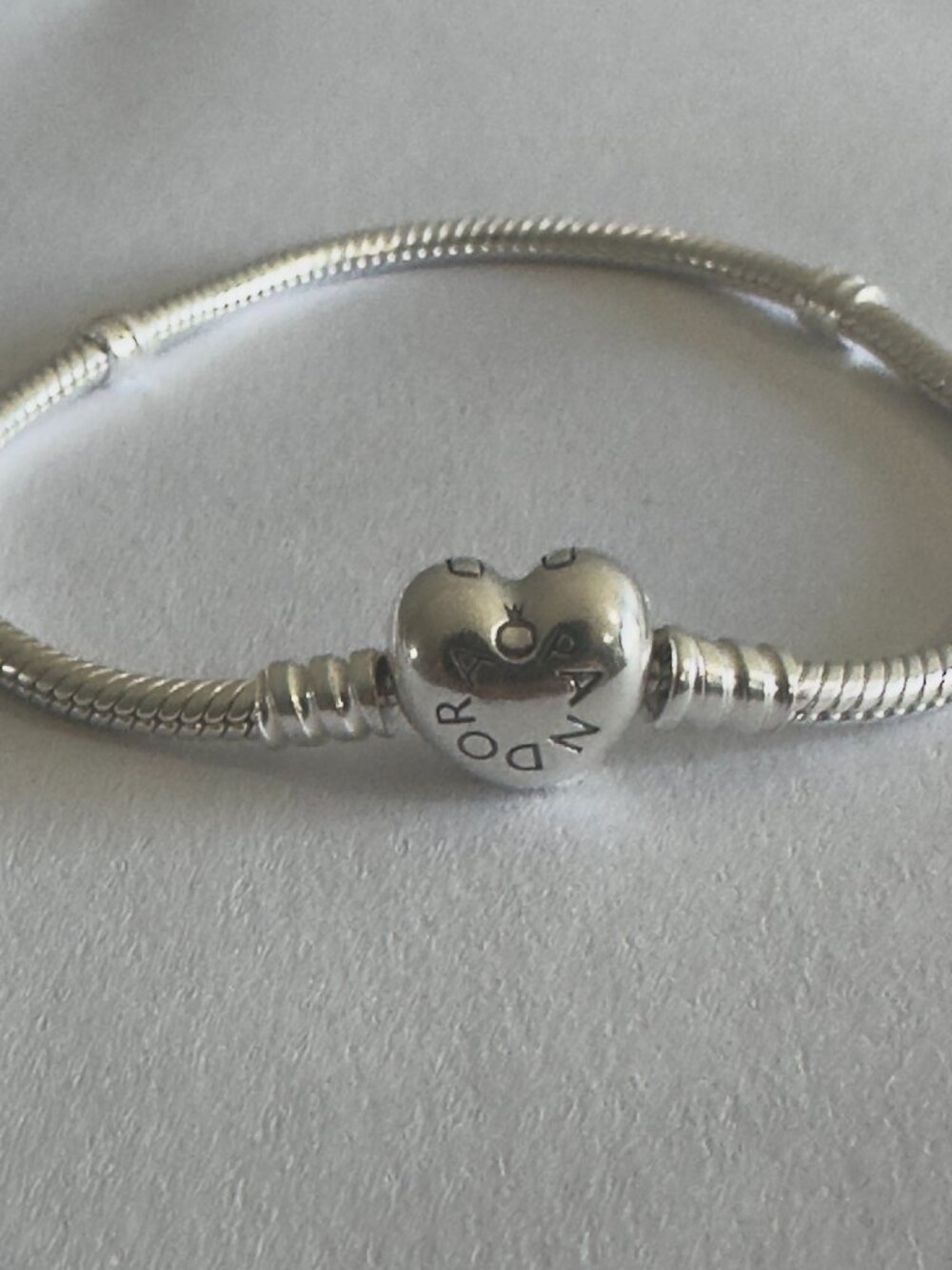 NEW Authentic Pandora Silver Bracelet HEART CLASP #590727CZ, Clear CZ